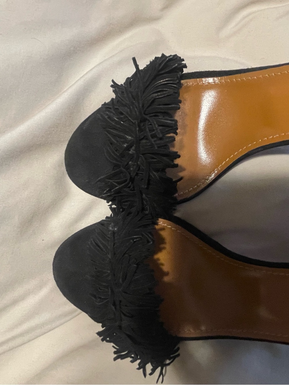 Aquazzura Black Fringe Heels - Picture 13 of 14